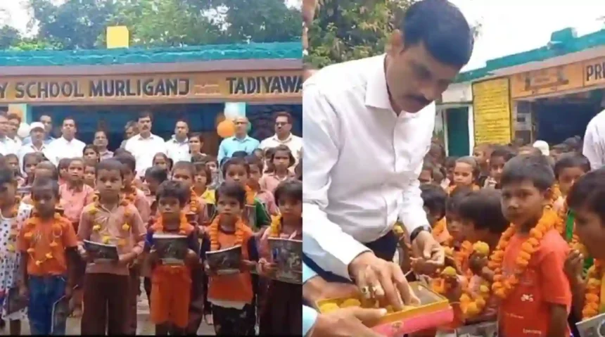 हरदोई में डीएम ने बच्चों को माला पहनाकर व लड्डू खिलाकर किया स्कूल चलो अभियान का शुभारम्भ