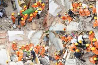 वाराणसी में काशी विश्वनाथ मंदिर के पास मकान गिरने से मची अफरातफरी, 11 राष्ट्रीय आपदा मोचन बल वाराणसी के बचावकर्मी बने देवदूत