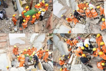 वाराणसी में काशी विश्वनाथ मंदिर के पास मकान गिरने से मची अफरातफरी, 11 राष्ट्रीय आपदा मोचन बल वाराणसी के बचावकर्मी बने देवदूत