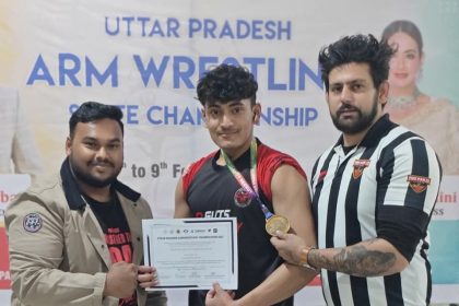 Hardoi News: आर्म रेसलिंग में स्वर्ण पदक प्राप्त कर हर्षित शर्मा ने लहराया हरदोई का परचम