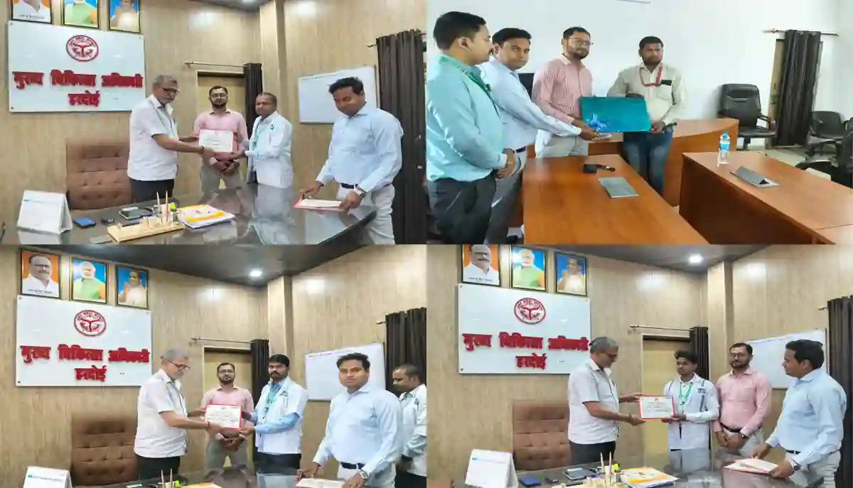 Hardoi News: ईएमटी दिवस पर उत्कृष्ट कार्य करने वाले एंबुलेंस कर्मियों को सीएमओ ने किया सम्मानित